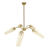 Lustre en verre transparent forme conique stucture metal peint