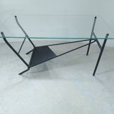 50's design glass coffee table