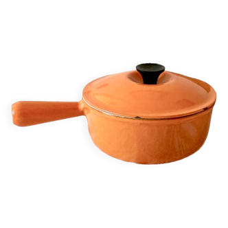 Caquelon poêlon casserole avec poignée et couvercle cocotte Le Creuset 1,2 L orange