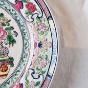 Vintage Chinese Qing Qianlong Porcelain Plate, Hand Painted and Beautiful Reliefs
