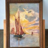 Impressionist painting - Marine Oil on canvas - 19th century - French Impressionist school