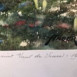 Watercolor saint paul de vence signed jacques anger 1977, provence alpes maritimes 06 impressionism