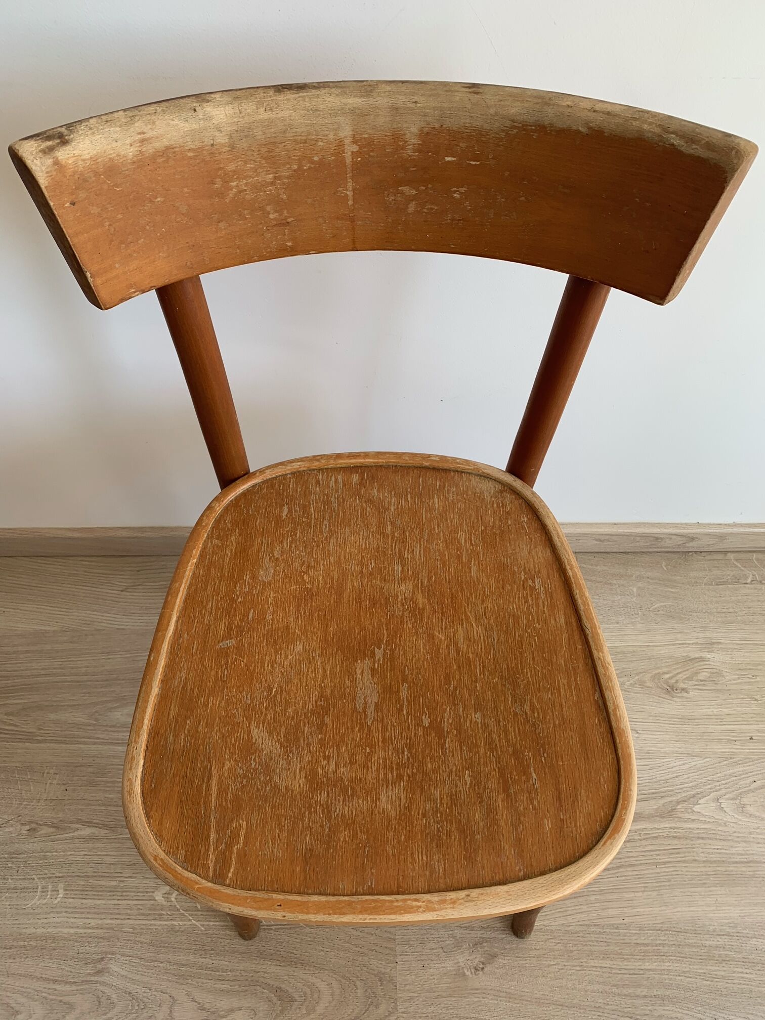 Set of 4 vintage wooden bistro chairs