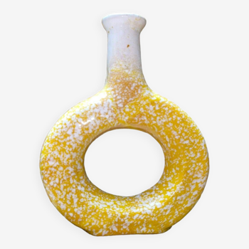 Tamegroute Yellow Vase central hole, Morocco Ceramic, Interior decoration