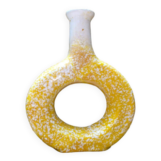 Vase Tamegroute Jaune trou central, Céramique Maroc, Décoration intérieure