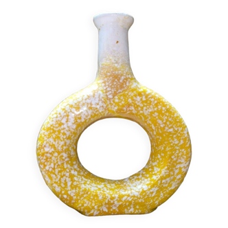 Tamegroute Yellow Vase central hole, Morocco Ceramic, Interior decoration