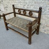 Wooden and rope bench, 1950s, Dudouyt