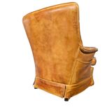 Sheep leather club chair 1970s with magazine holder