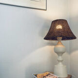 Large turned white wooden lamp
