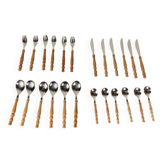 Wooden cutlery set for 6 people, Germany, 1970