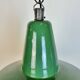 Grande Lampe à Suspension Industrielle en Émail Vert, 1960s