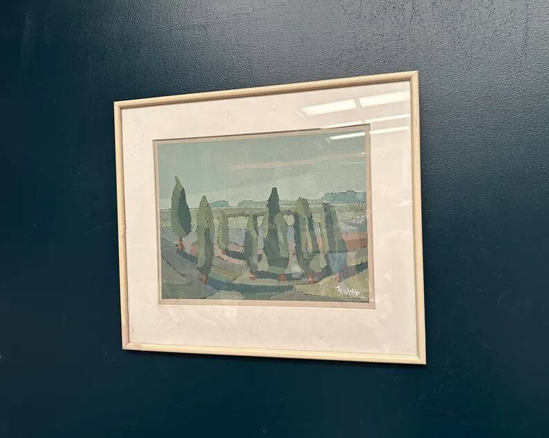 Original Swedish Oil on Paper – “Trees” by Gunnar Fohlin – Signed –
