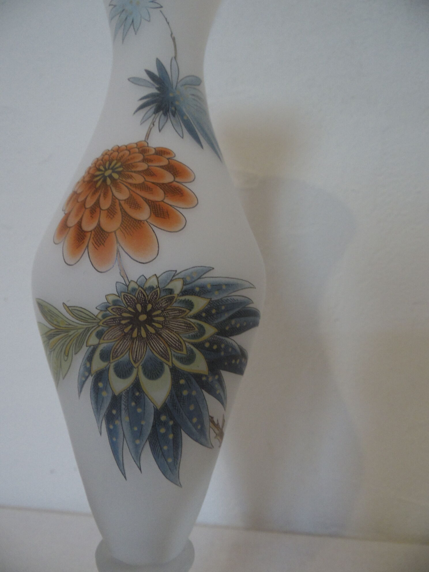 Vase glass frosted deco floral