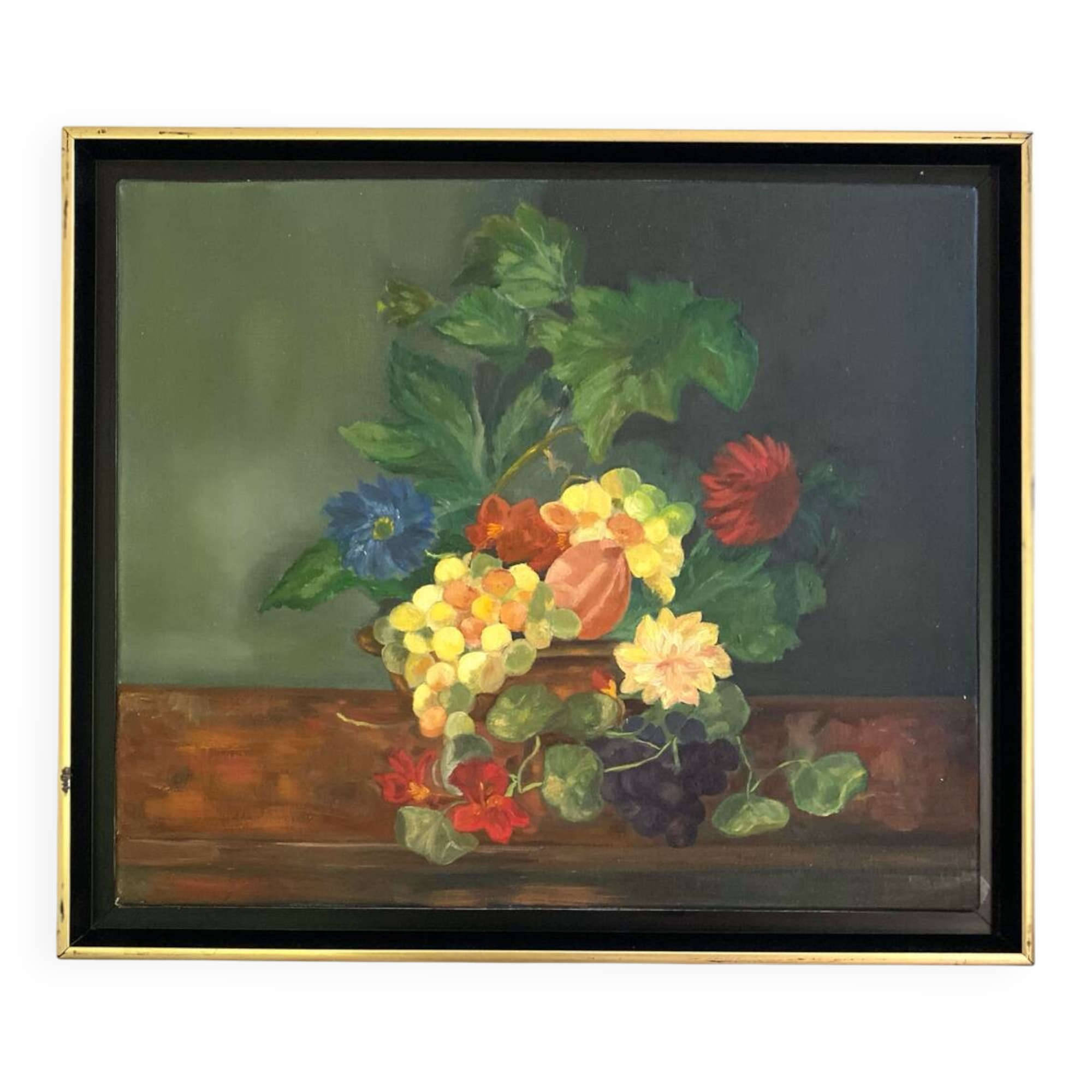 Peinture à l'huile ancienne encadrée