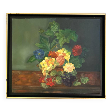 Peinture à l'huile ancienne encadrée