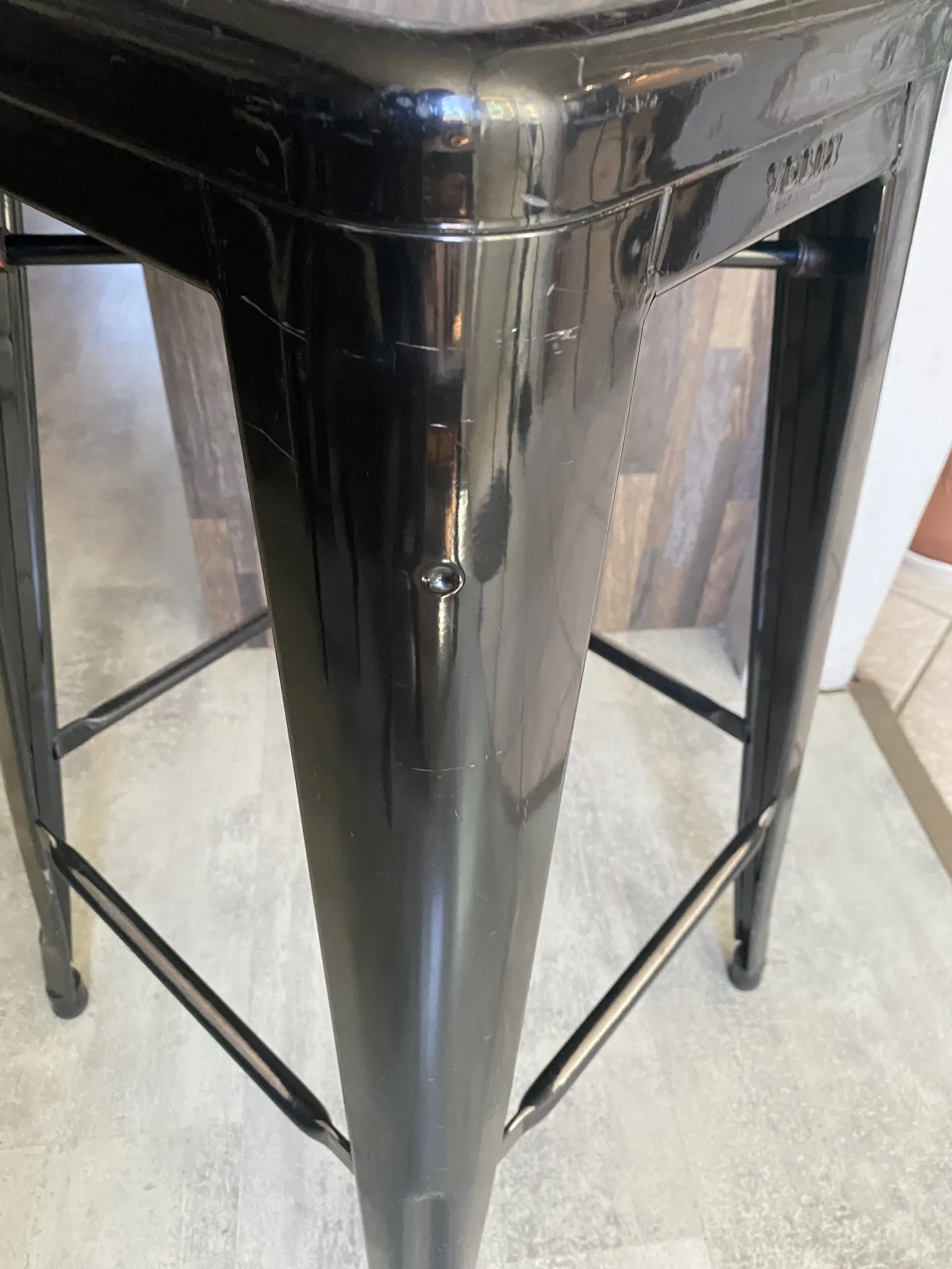 Genuine TOLIX H75 industrial high bar stool stackable black