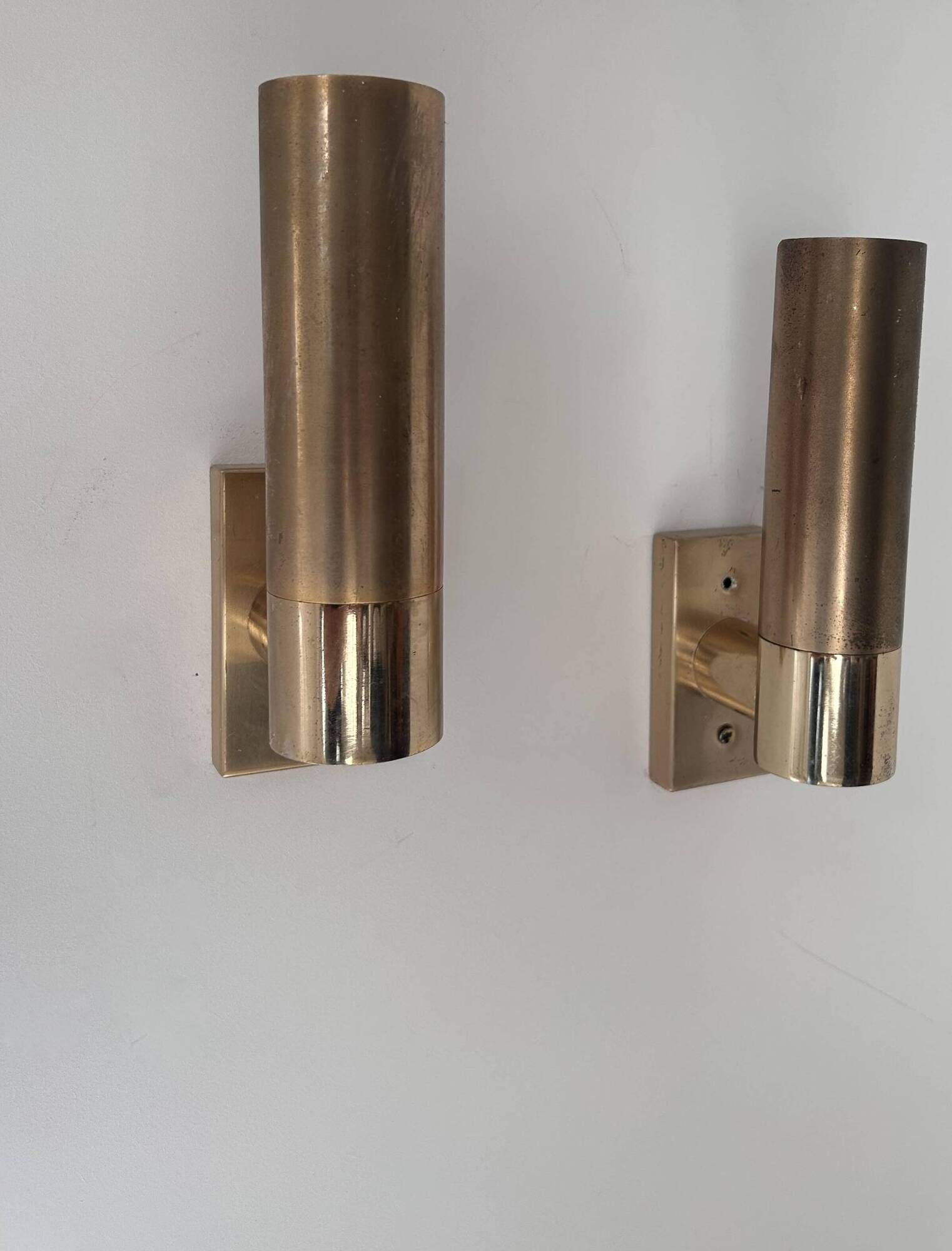 Pair of vintage adjustable wall lights, brass, France 1960