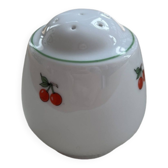 Sucrier vintage effet vaisselle bistrot porcelaine blanche style cottage core motif cerise