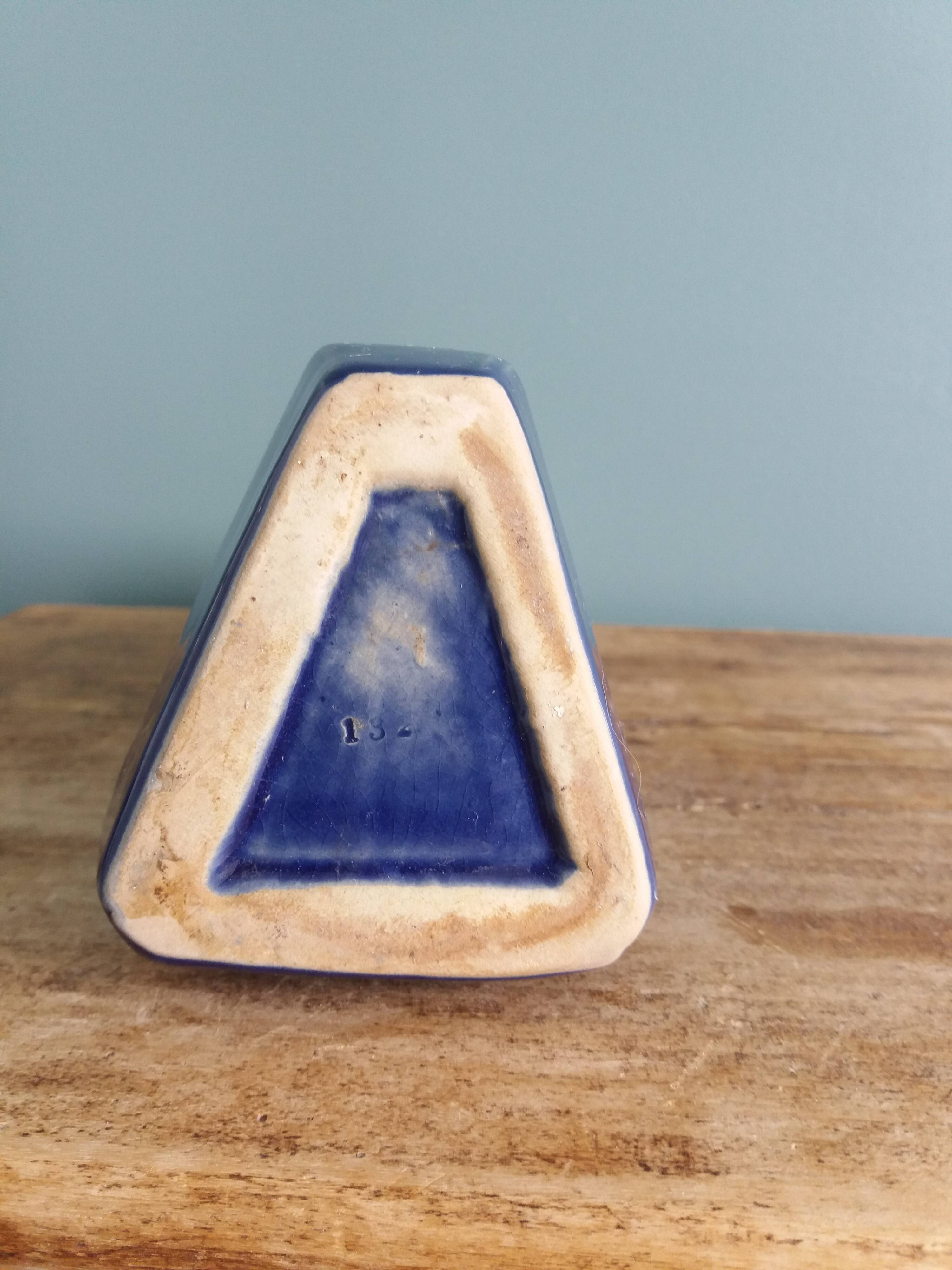 Geometric speckled glazed ceramic vase