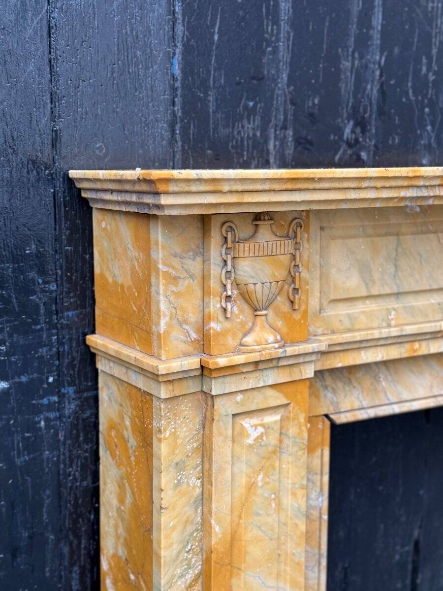 Louis XVI Style Fireplace In Yellow Siena Marble Circa 1880