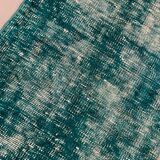 Distressed Turkish Narrow Runner 310x65 cm wool Vintage rug, Overdyed Green