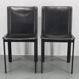 1980s Set of Four Dining Chairs in Leather in Matteo Grassi Style, Italy