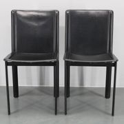 1980s Set of Four Dining Chairs in Leather in Matteo Grassi Style, Italy