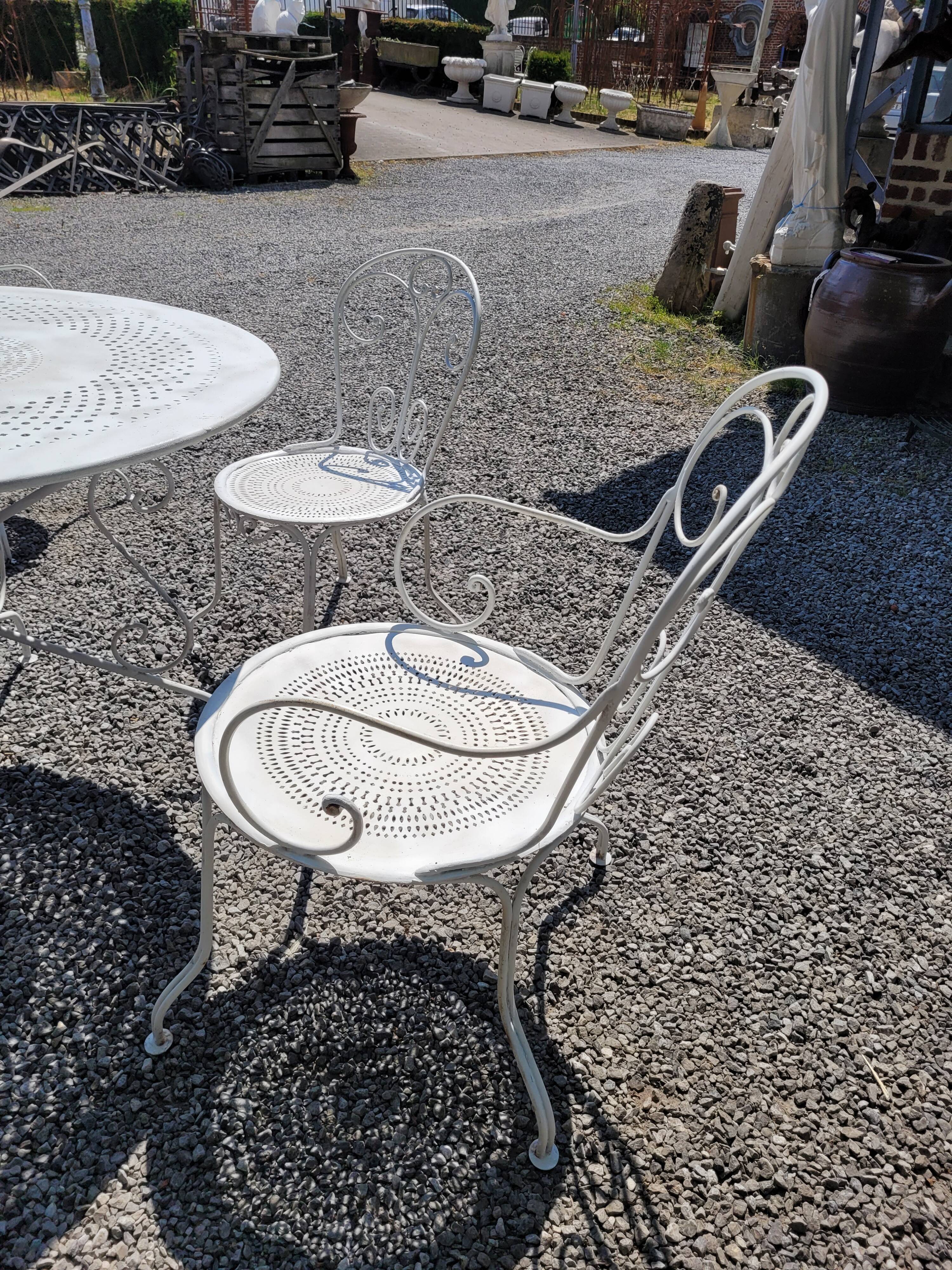 Old wrought iron garden furniture 3 armchairs + 2 chairs