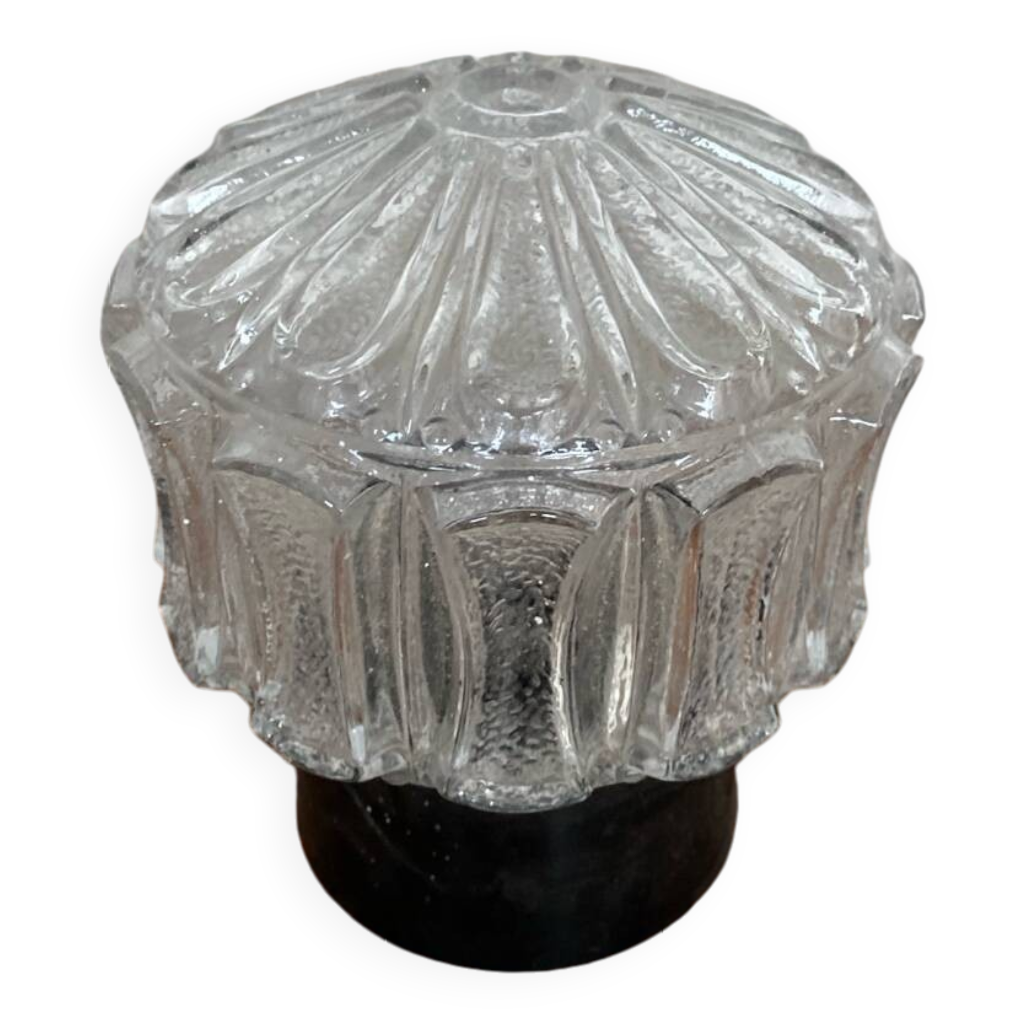 Antique Vintage Black Bakelite Mold Glass Ceiling Light