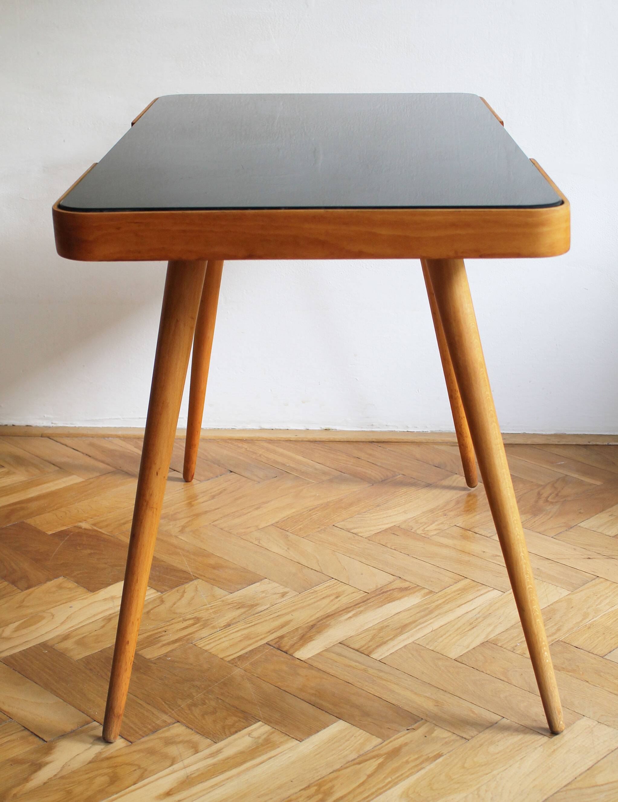 1960's Mid Century Coffee Table With a Black Opaxite Glass - Smaller version