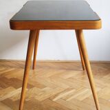 Table basse du milieu du siècle des années 1960 avec un verre opaxite noir - Version plus petite