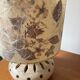 Vintage openwork ceramic lamp and lampshade in dried flowers 70