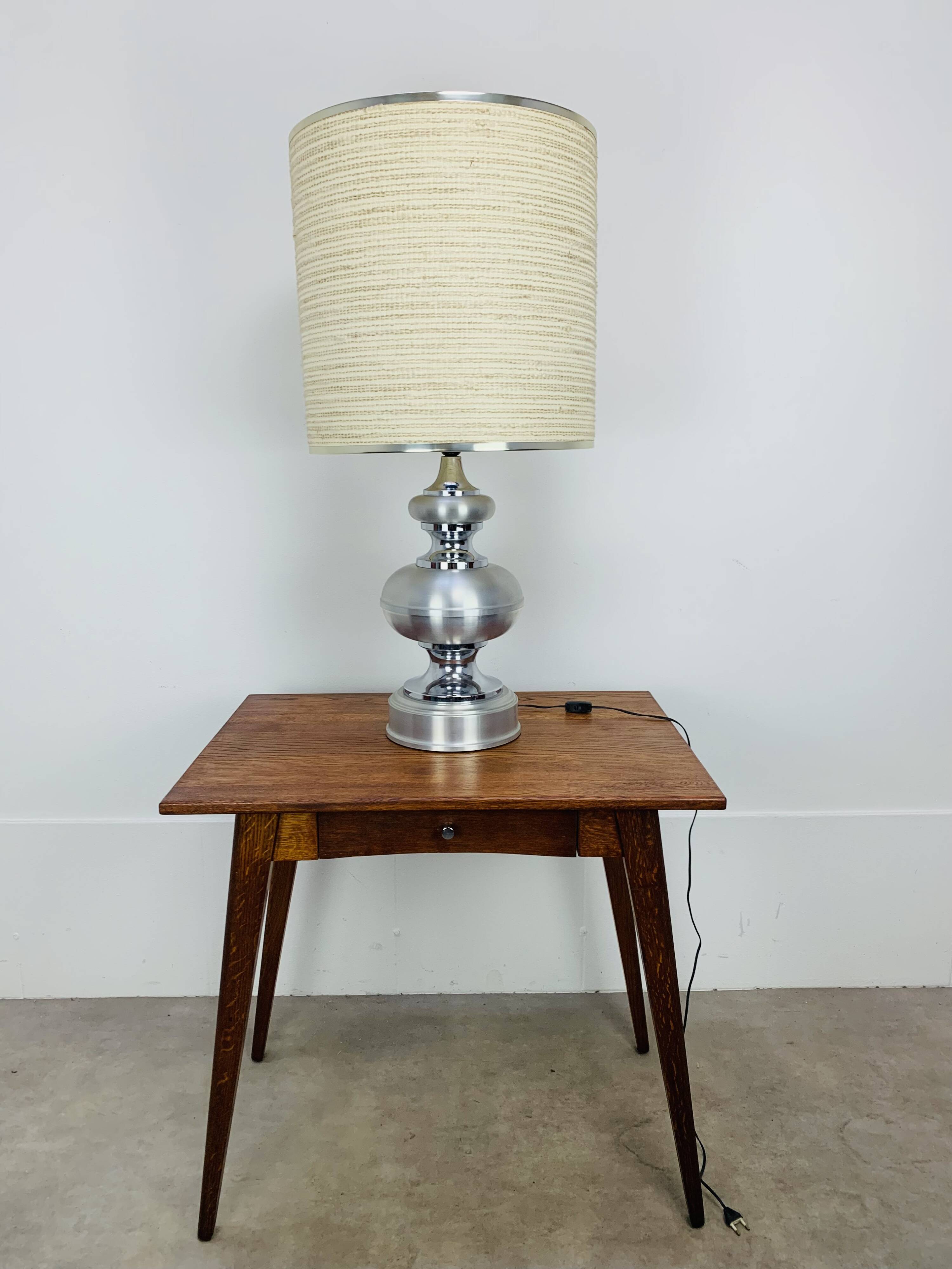 70s space age lamp, chrome and brushed aluminum