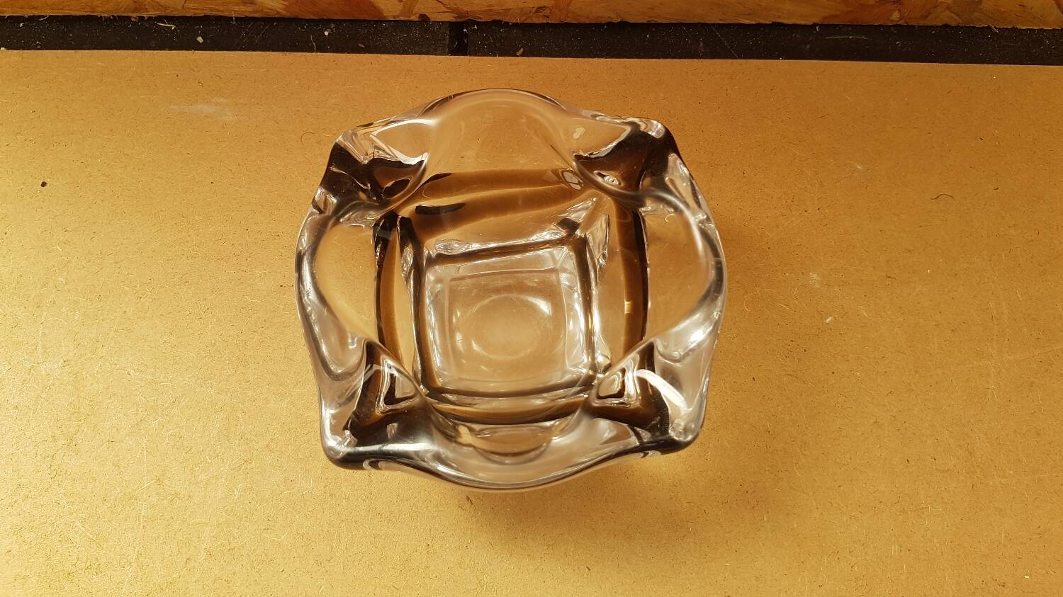 Old vintage transparent & smoked crystal ashtray