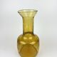 Ancien Vase Carafe Verre Soufflé Bullé Ambré Jaune
