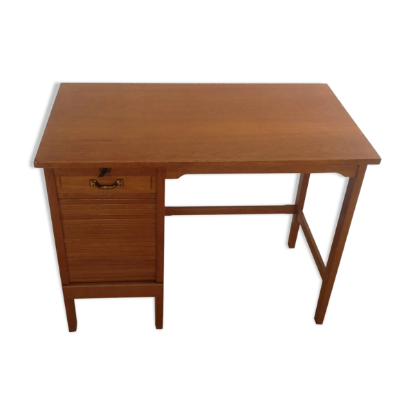 Bureau en chêne à rideau coulissant, années 50