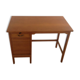 Vintage 1950s oak desk with sliding curtain.