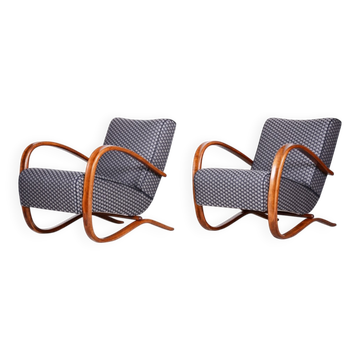Set of Art Deco Model H-269 Armchairs in Beech attributed to Jindřich Halabala for Up Závody, Former Czechoslovakia, 1930s
