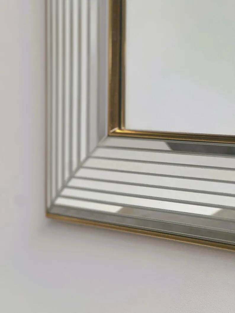 Vintage Disco Mirror Deknudt – Multi-Level Beveled Mirror Frame from the 1970s