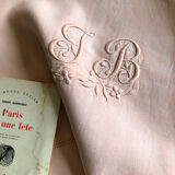 Antique sheet in pure washed linen tinted in morning pink