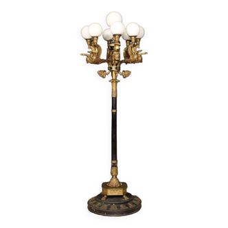 Great 20th century Empire style floor lamp in gilt bronze