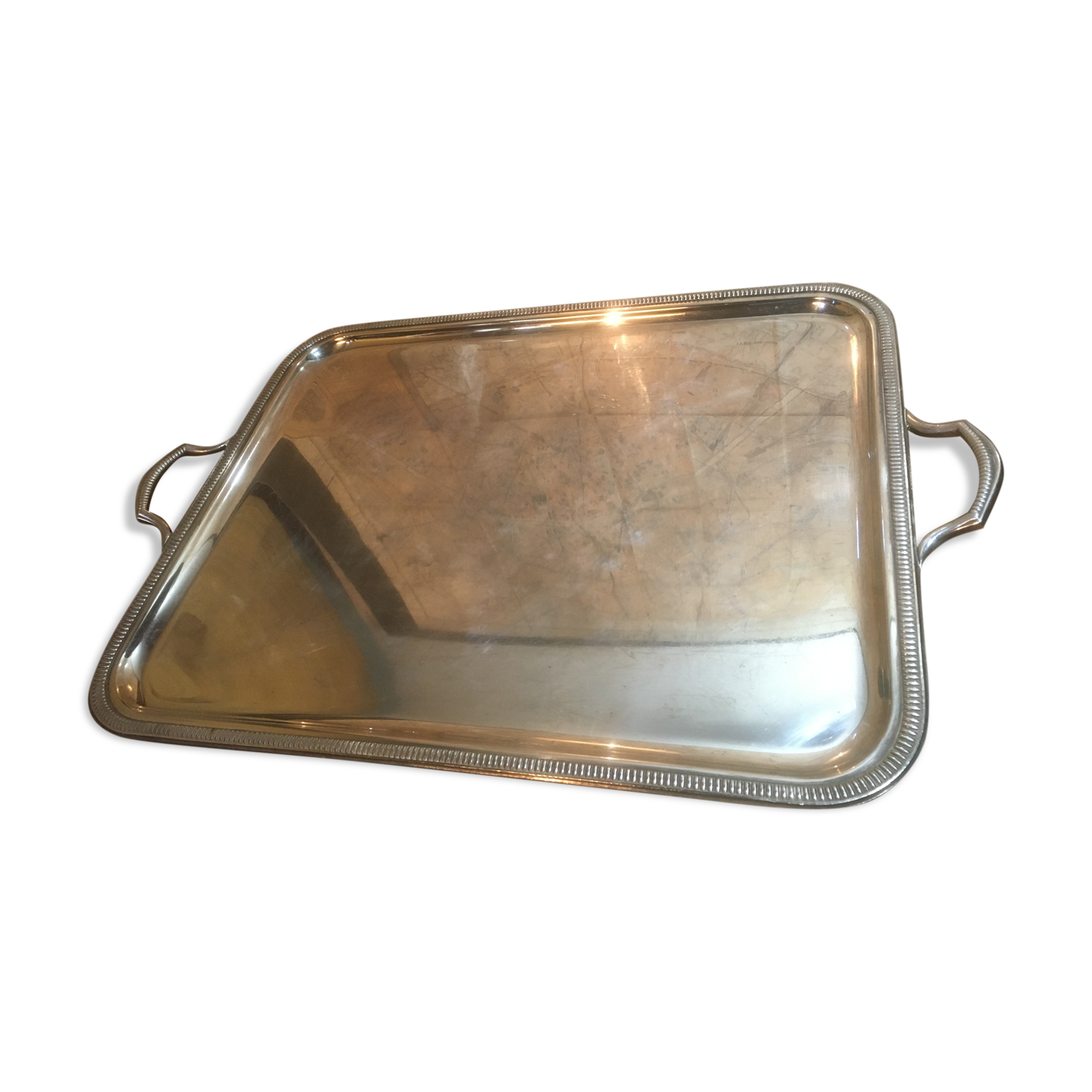 Silver metal service tray 80s