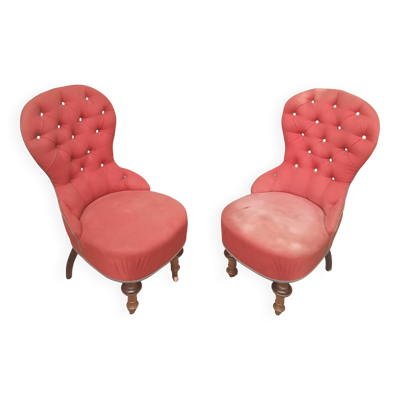 Paire de chaise crapaud capitonnée