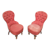 Pair of upholstered toad chairs