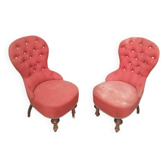 Pair of upholstered toad chairs
