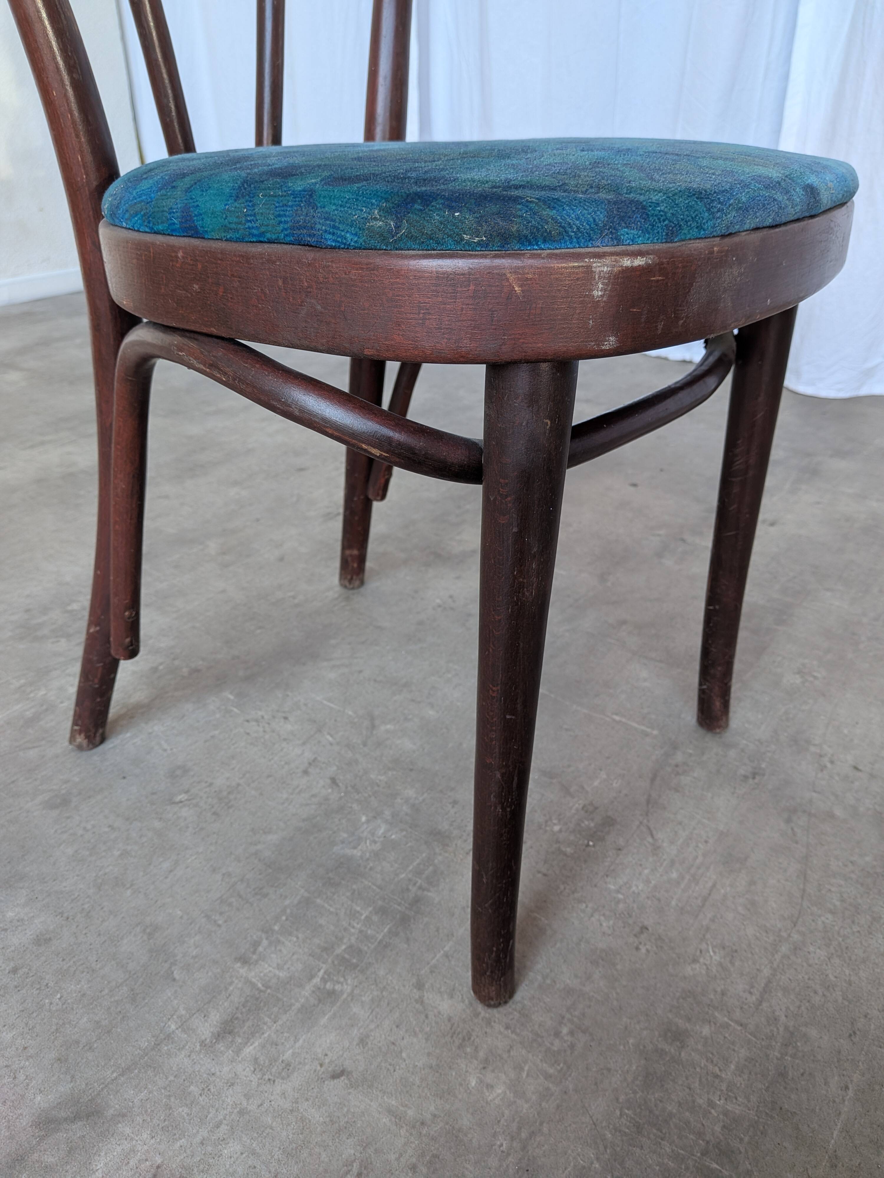 Vintage Bentwood Chair with Upholstered Seat / Thonet Style Dining Chair /
