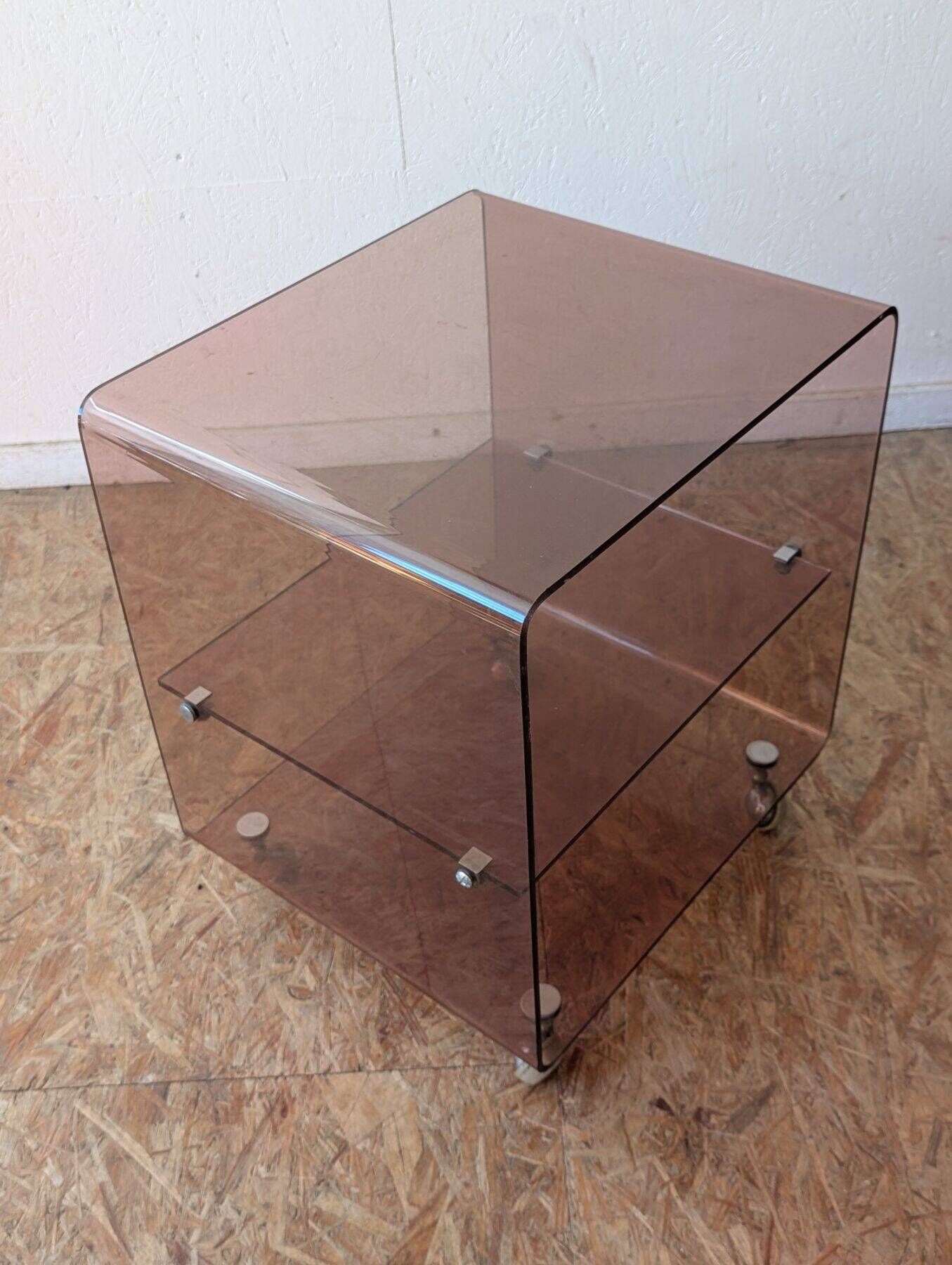 Pair of vintage smoked plexiglass bedside tables or accent furniture.