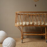Vintage rattan crib Scandinavian decoration