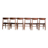 Set of 6 the 1960s Danish teak chairs