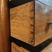 Antique commode, walnut and oak, marble top, 3 drawers, France circa 1820–1850.